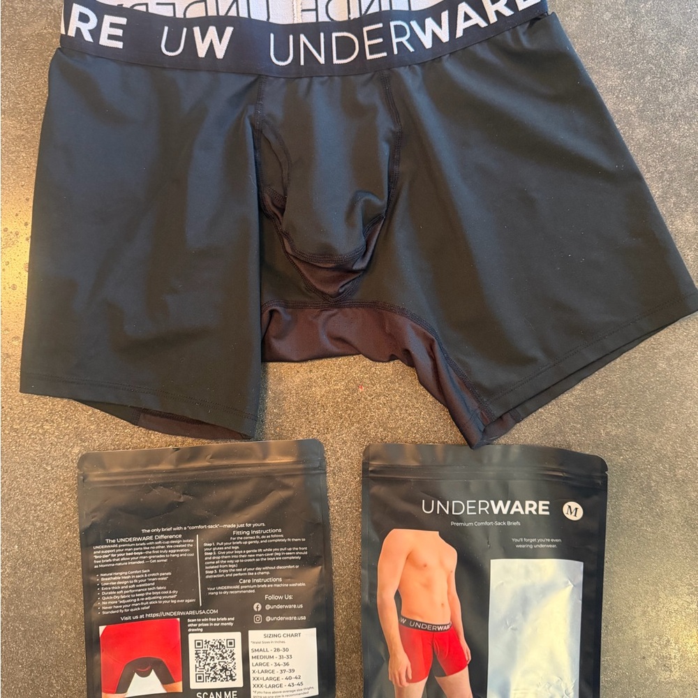 Men's Black Boxer Briefs with Supportive Pouch